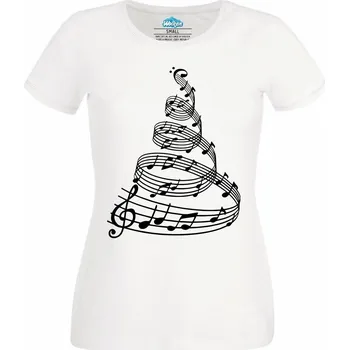 Dámské tričko Dámské tričko Vánoční Melodie (Velikost: 4XL, Barva: Bílá)