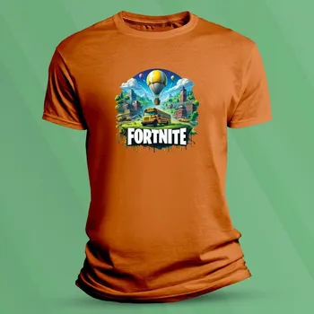 Chlapecké tričko Dětské tričko s potiskem Fortnite autobus velikost 116 (5-6 let) Oranžová