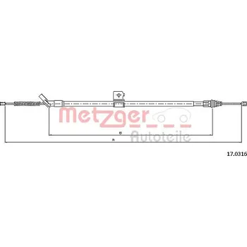 Lanko parkovací brzdy Tažné lanko, parkovací brzda METZGER 17.0316