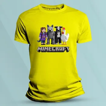 Dětská móda Dětské bavlněné tričko Minecraft pro holky Žlutá velikost 140 (9-11 let)