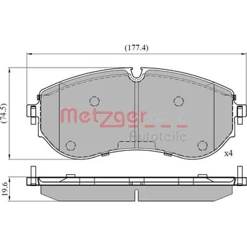 Brzdová destička Sada brzdových destiček, kotoučová brzda METZGER 1170898