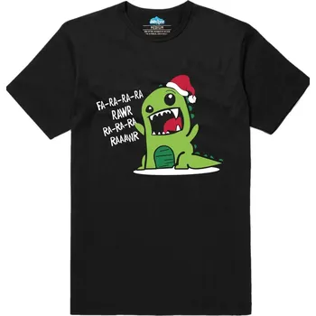 Pánské tričko Pánské tričko Vánoční Dinosaurus Rawr (Velikost: XL, Barva: Černá)
