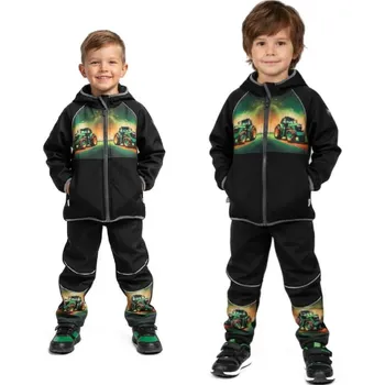 Chlapecký softshellový komplet s fleecem Traktor – bunda a kalhoty, černý EDX100 Velikost: 116, Barva: Černá