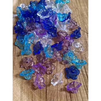 Korálek Plastové korálky zvoneček / sukýnka 12 mm 100 ks mix modrý