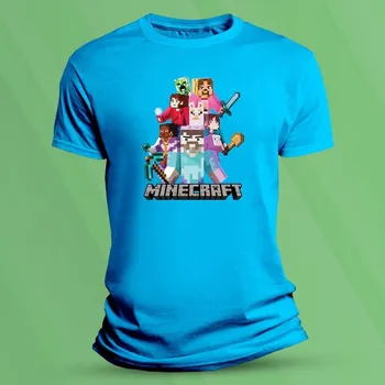 Chlapecké tričko Bavlněné dětské tričko Minecraft velikost 140 Azurová