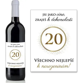Víno s etiketou k narozeninám - bílá se zlatou ražbou 70