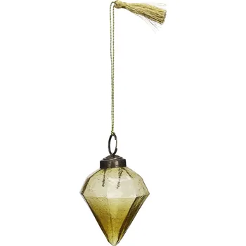 Vánoční dekorace MADAM STOLTZ Skleněná vánoční ozdoba Diamond žlutá