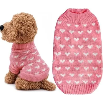 Obleček pro psa Svetr pro psy Svetr pro psy se srdíčky Svetr pro psy na Valentýna Svetr pro psy a kočky Růžový