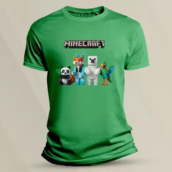 Bavlněné dětské tričko Minecraft zvířátka velikost 116 (5-6 let) Zelená