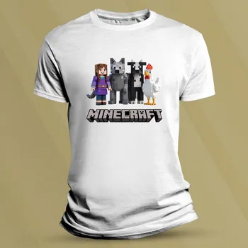 Chlapecké tričko Dětské bavlněné tričko Minecraft pro holky Bílá velikost S