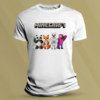 Dětské bavlněné tričko Minecraft zvířátka 2 Bílá velikost 128 (7-8 let)