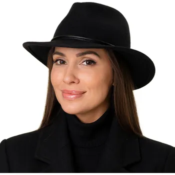 Klobouk Mayser Dámský luxusní černý klobouk z králičí plsti - velur - Pita Velikost: 59 cm (L)