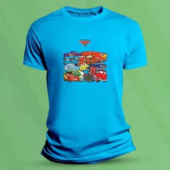 Chlapecké tričko Dětské bavlněné tričko Auta velikost 128 Azurová