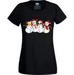 Dámské tričko Vánoční Parta Sněhuláků (Velikost: 4XL, Barva: Černá)