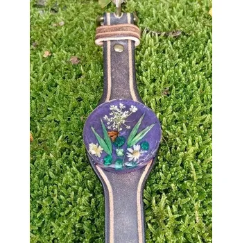 Náramek Náramek kožený - Fialka (Náramek kožený - Fialka)