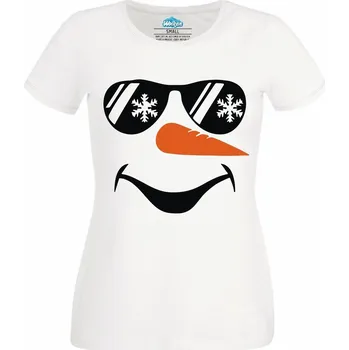Dámské tričko Dámské tričko Cool Úsměv Sněhuláka (Velikost: L, Barva: Bílá)