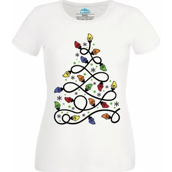 Dámské tričko Dámské tričko Vánoční Řetěz Světýlek (Velikost: XS, Barva: Bílá)