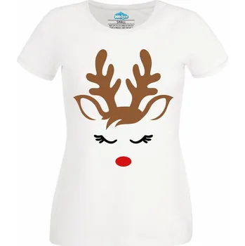 Dámské tričko Roztomilý Sob Rudolf (Velikost: 4XL, Barva: Bílá)