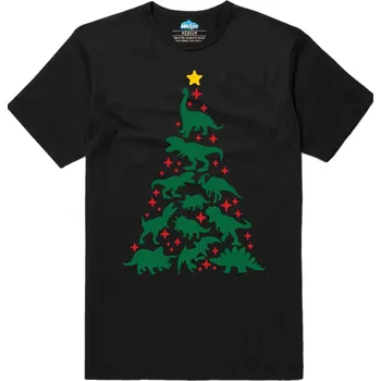 Pánské tričko Pánské tričko Pravěký Vánoční Stromek s Dinosaury (Velikost: 3XL, Barva: Černá)