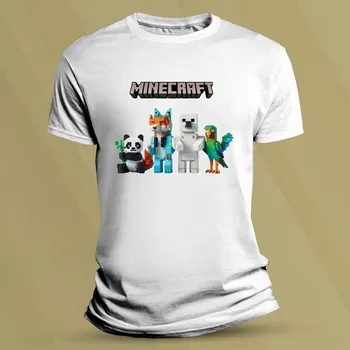 Bavlněné dětské tričko Minecraft zvířátka Bílá velikost 128 (7-8 let)