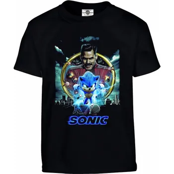 Pánské tričko Tričko Sonic Druh: Dětské, Barva: Černá, Velikost: 158-XL
