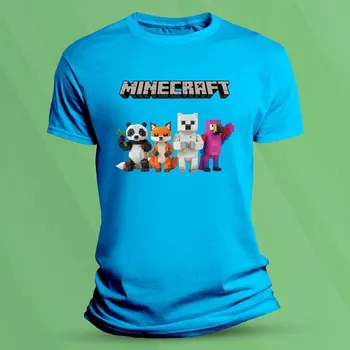 Chlapecké tričko Dětské bavlněné tričko Minecraft zvířátka 2 velikost 116 Azurová