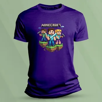 Chlapecké oblečení Dětské tričko s potiskem Minecraft ostrov velikost 128 (7-8 let) Purpurová