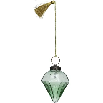 Vánoční dekorace MADAM STOLTZ Skleněná vánoční ozdoba Diamond zelená