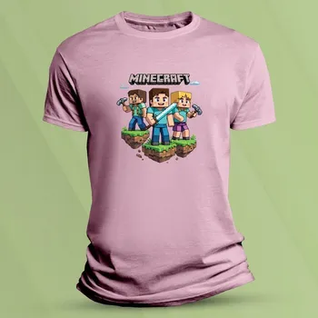 Dětské tričko s potiskem Minecraft ostrov Růžová velikost 152 (12-13 let)