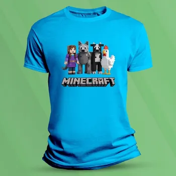 Chlapecké tričko Dětské bavlněné tričko Minecraft pro holky velikost 128 Azurová