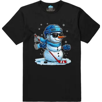 Pánské tričko Pánské tričko Sněhulák Hokejista (Velikost: XL, Barva: Černá)