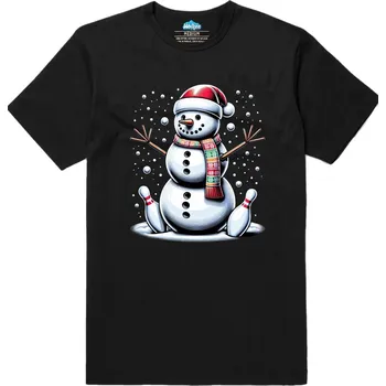 Pánské tričko Pánské tričko Bowlingový Sněhulák mezi Kuželkami (Velikost: M, Barva: Černá)
