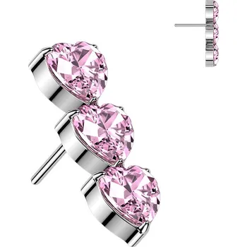 Piercing Atreya Titanová bezzávitová koncovka se srdíčkovým pásem zirkonů Bea Barva: Růžová