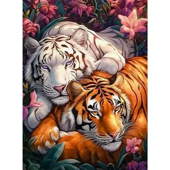 Diamantové malování Diamantové malování - Tygři (50x70)