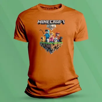 Chlapecké tričko Dětské tričko s potiskem Minecraft World velikost 128 (7-8 let) Oranžová