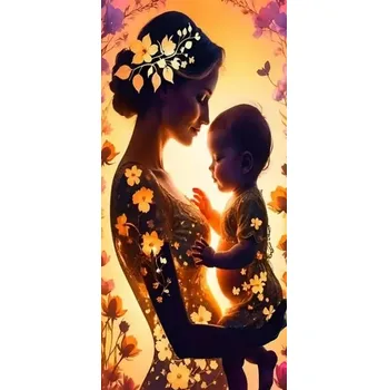 Diamantové malování Diamantové malování - Mateřská láska + perleťové kamínky (85 x 45)