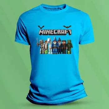 Dětské tričko s potiskem Minecraft postavičky velikost 140 (9-11 let) Azurová