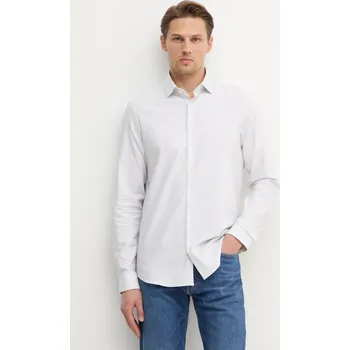 Pánská košile Košile Calvin Klein pánská, bílá barva, slim, s klasickým límcem, K10K113844 00X, vel. 41
