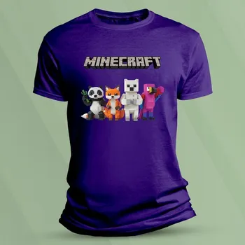 Chlapecké tričko Dětské bavlněné tričko Minecraft zvířátka 2 velikost 140 (9-11 let) Purpurová