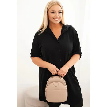 Dámské šaty Dámská košilová šaty Plus Size s delším zadním dílem a ohrnovacími rukávy černá UNI