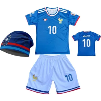 Míčový sport Numberoplus Dětský fotbalový dres Komplet + fotbalová pletená čepice Francie - Kylian Mbappé Velikost: 13 let (vel.152)