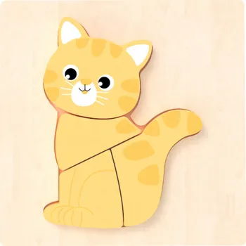 Dřevěná hračka BABU - Ručně vyráběné puzzle - Kočička