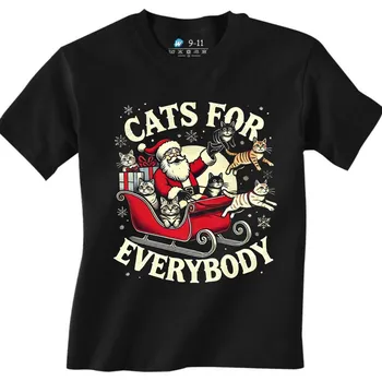 Chlapecké tričko Dětské tričko Santa a Kočičí Spřežení (Velikost: 3-4, Barva: Černá)