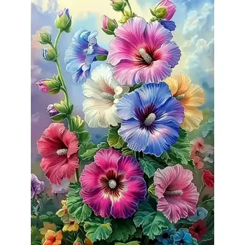 Diamantové malování Diamantové malování - Barevné ibišky (60x80)