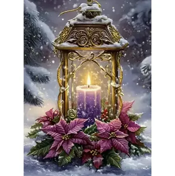 Diamantové malování Zakázková pro Diamantovani.cz Vánoční hvězda a lucerna