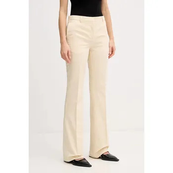 Dámské kalhoty Kalhoty s příměsí lnu Kenzo béžová barva, zvony, high waist, FF52PA1019GA.04 01X, vel. 36