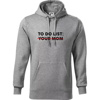 Pánská mikina To do list: Your mom - Mikina pánská Cape s kapucí - S ( Tmavě šedý melír )