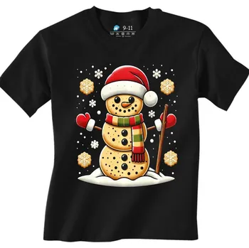 Chlapecké tričko Dětské tričko Perníčkový Sněhulák Cookies Snowman (Velikost: 3-4, Barva: Černá)