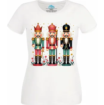 Dámské tričko Dámské tričko Tři Vánoční Louskáčci (Velikost: 3XL, Barva: Bílá)