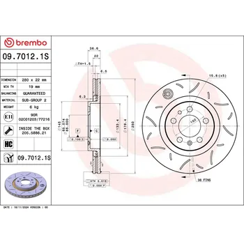 Brzdový kotouč Brzdový kotouč BREMBO 09.7012.1S